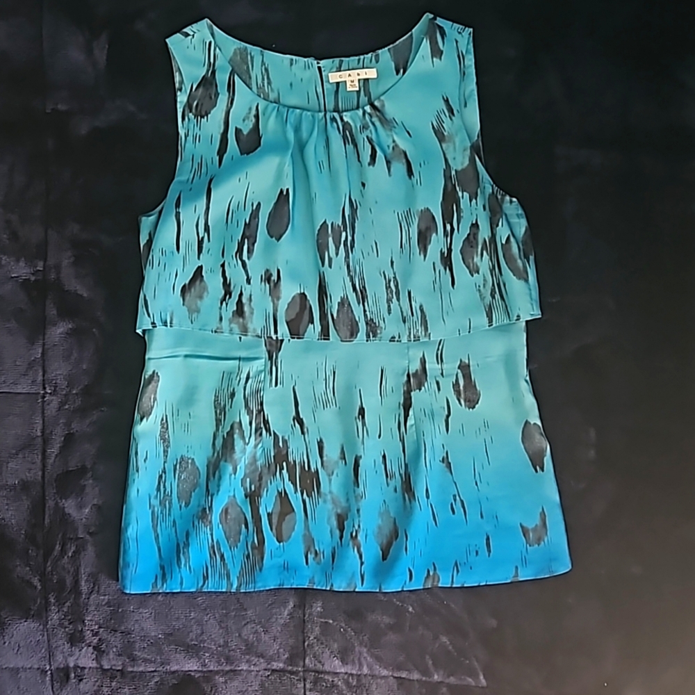 VINTAGE CAbi Serene Blue Ombré Tiered Silk Tank by CAbi  Style 142 Size